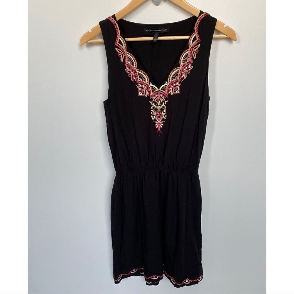 White House Black Market Black Embroidered Dress